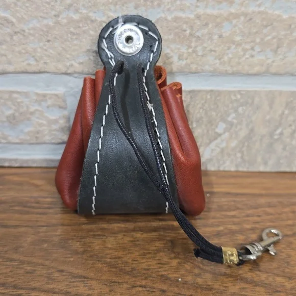 HANDMADE LEATHER DRAWSTRING DICE BAG CHANGE PURSE BAG CHARM - Picture 3 of 8